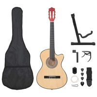vidaXL Set de guitarra acústica 12 piezas con cutaway 6 cuerdas 38"