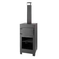 Esschert Design Estufa de terraza con horno de pizza negro