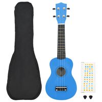 vidaXL Set de ukelele soprano con funda para niños azul bebé 21"