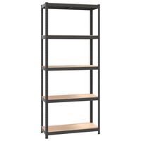 vidaXL Opbergrek 5-laags staal & bewerkt hout antracietkleurig