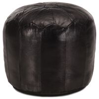 vidaXL Pouffe Black 40x35 cm Genuine Goat Leather
