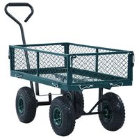 vidaXL Градинска ръчна количка, зелена, 250 кг