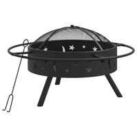 vidaXL Brasero con atizador acero XXL 70 cm